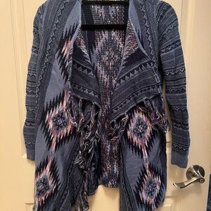 ONE WORLD Blue & Purple Patterned Cardigan